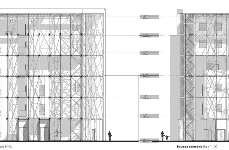 Projekt mediateki w Paryżu Belleville, elewacja