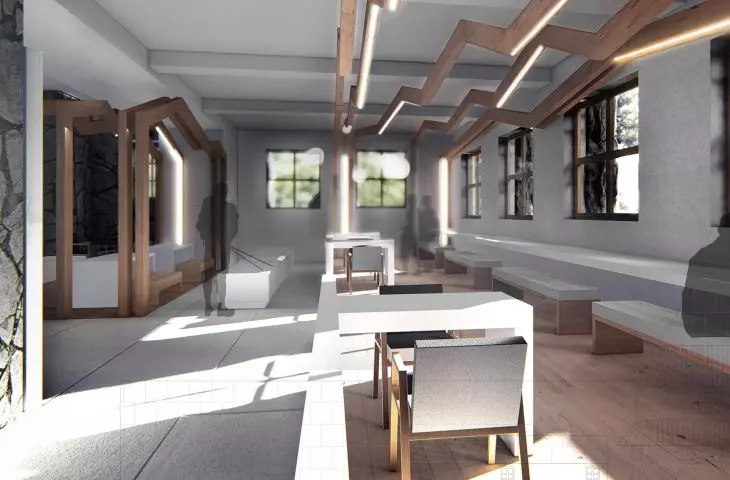 Interior of the restaurant in the Murowaniec hostel