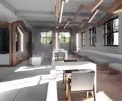 Interior of the restaurant in the Murowaniec hostel