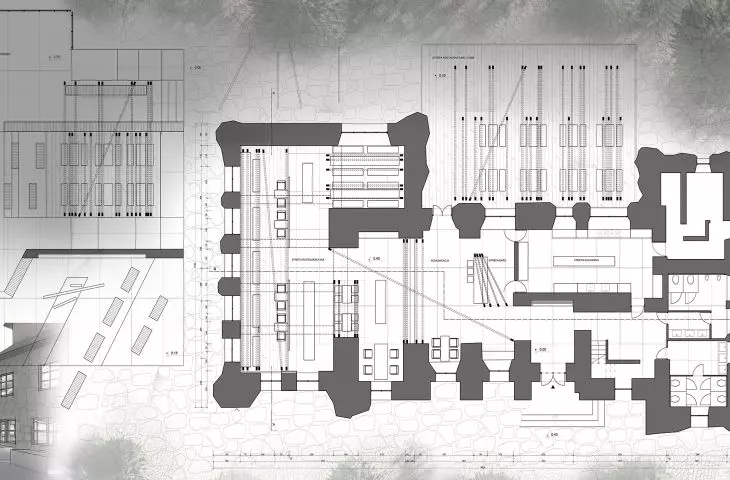 Design of the restaurant area in the Murowaniec shelter and its surroundings, projection