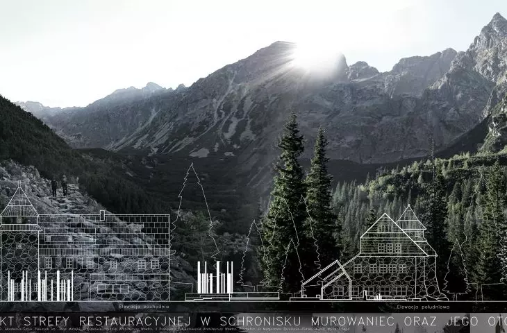 Design of the restaurant area in the Murowaniec shelter and its surroundings