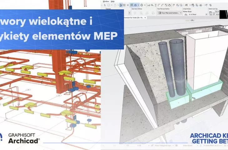 Otwory wielokątne i etykiety elementów MEP