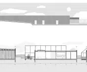 Design of the Autism Spectrum Care Center, elevation and cross-section B-B