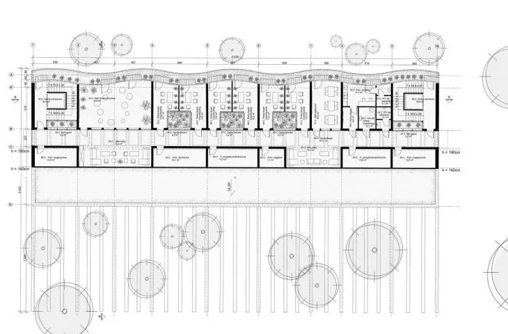 plan of the +1 level of the activity building
