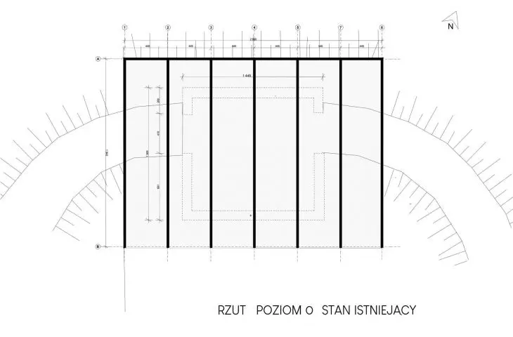 projection of level 0 in the shelter, existing condition