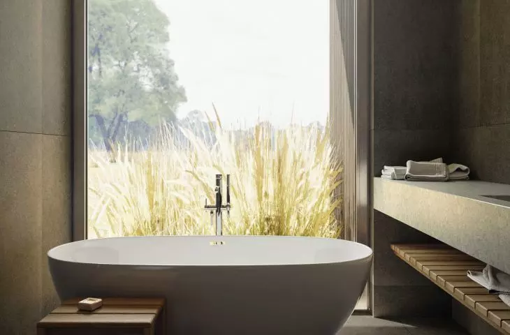 black limestone was used in the bathroom