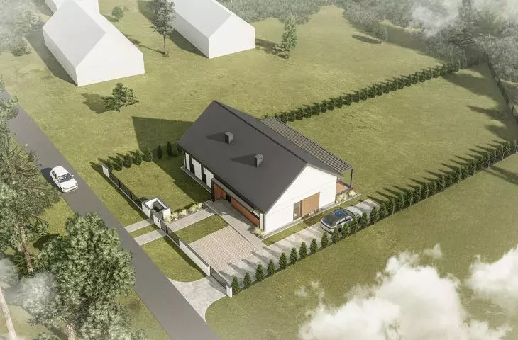 Dom jednorodzinny CHA_01, widok z lotu ptaka