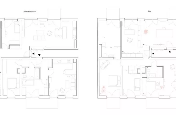 apartment plan before and after renovation
