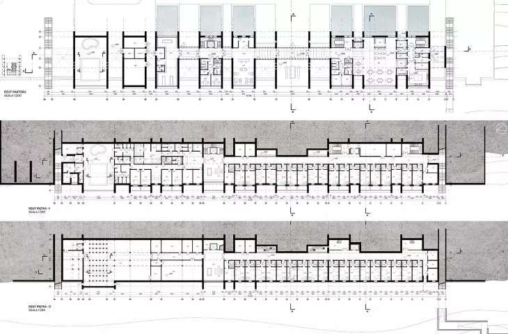 Scottish motel project, floor plans