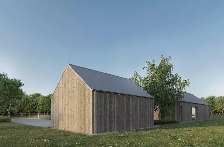 The garage was designed in a separate block