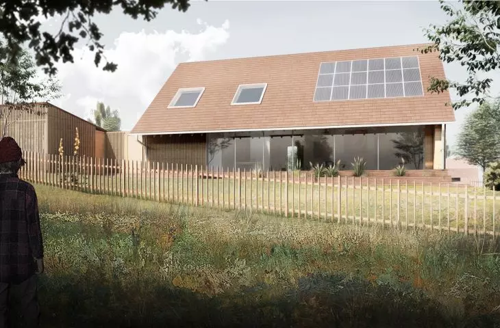 Main Prize in the Single-Family House category; House in Gluszyn, view from the garden side