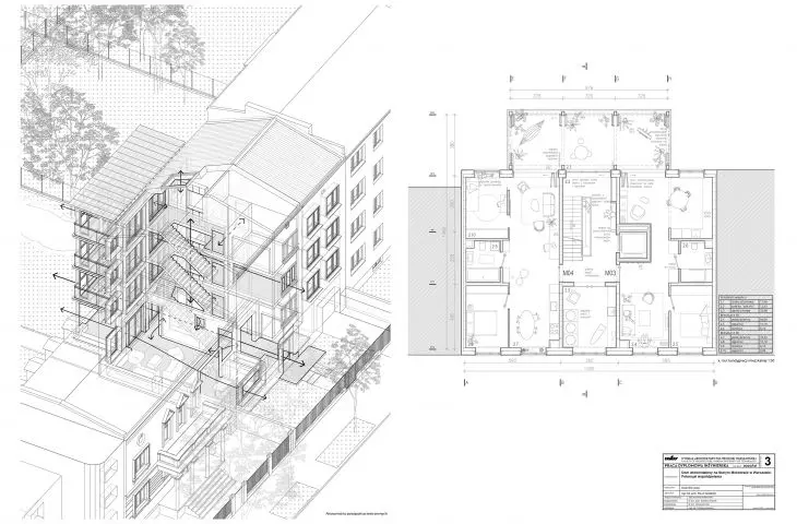 Grand Prize in the Multifamily House category; axonometry and projection. 
