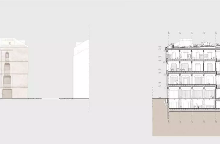 B-B section and elevation