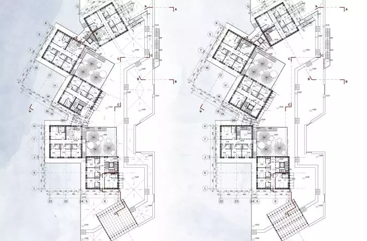 Björkliden hotel project, floor plan 1 and 2