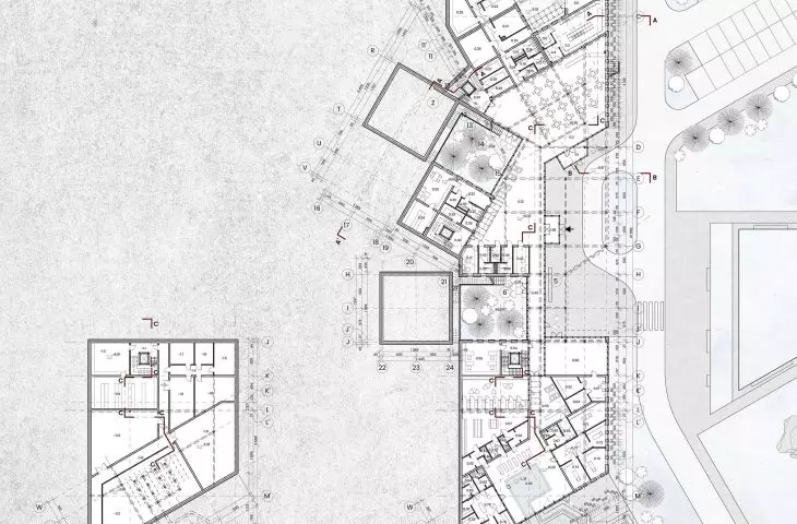 Björkliden hotel project, first floor plan and level -1