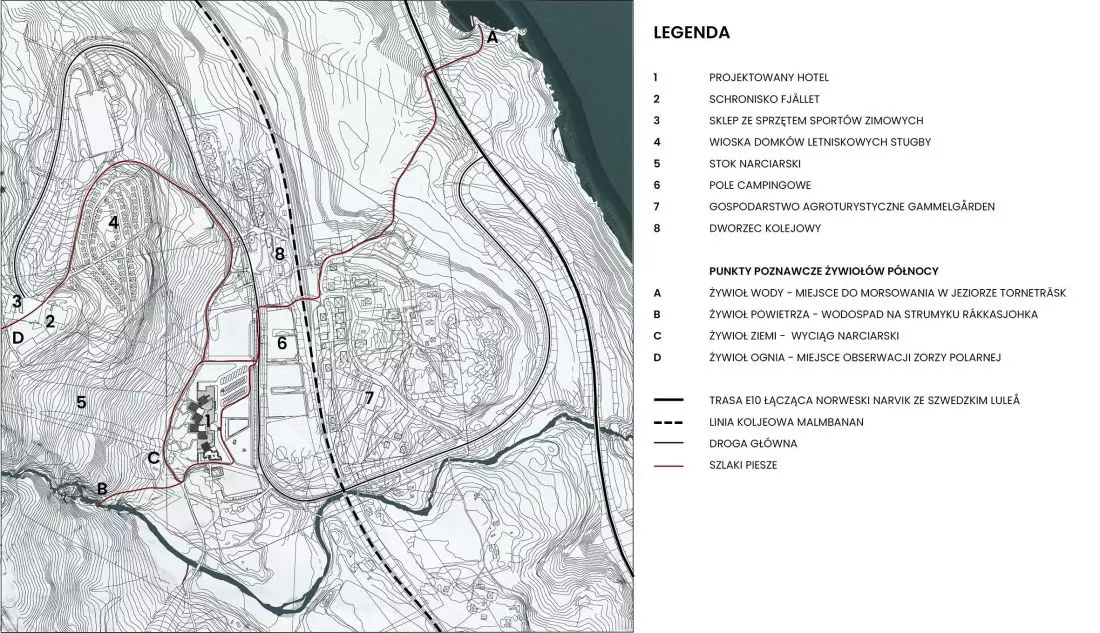 Projekt hotelu
Björkliden, sytuacja
