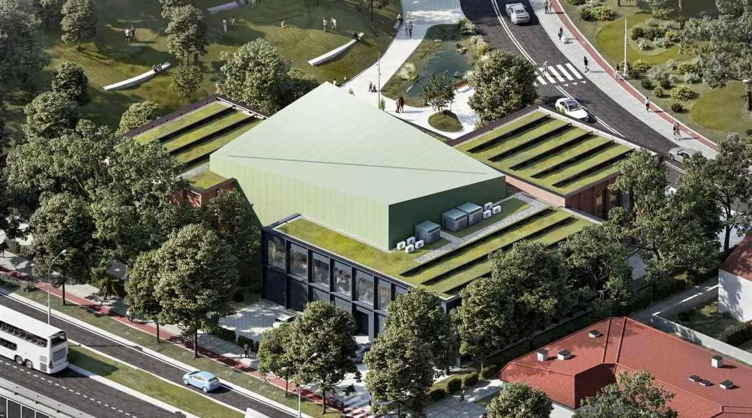 Projekt Powiatowej Instytucji Kultury w Legionowie, wizualizacja z lotu ptaka