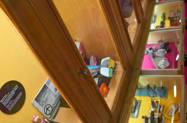 Historical toys in display cases