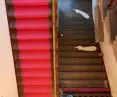 The staircase leading to the exhibition, which features the works of Agnieszka Piksa