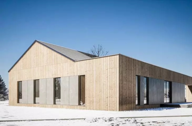 House with atrium relates to contemporary barn