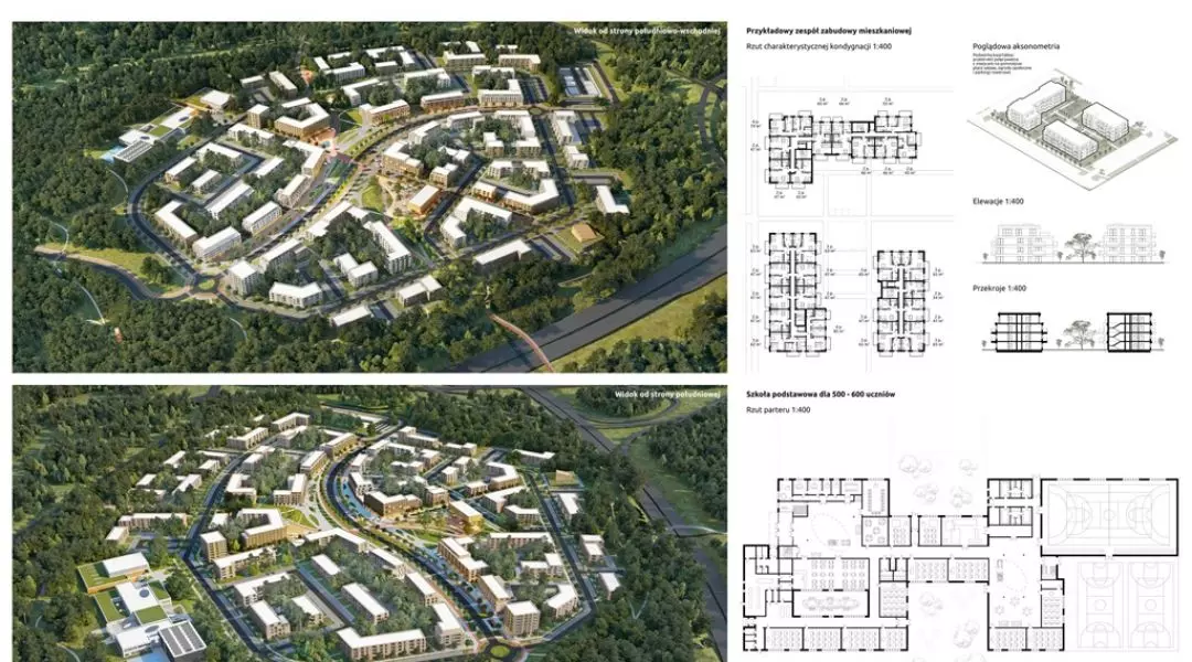 II nagroda w konkursie na opracowanie projektu koncepcyjnego ,,Osiedla Zielone Wzgórza