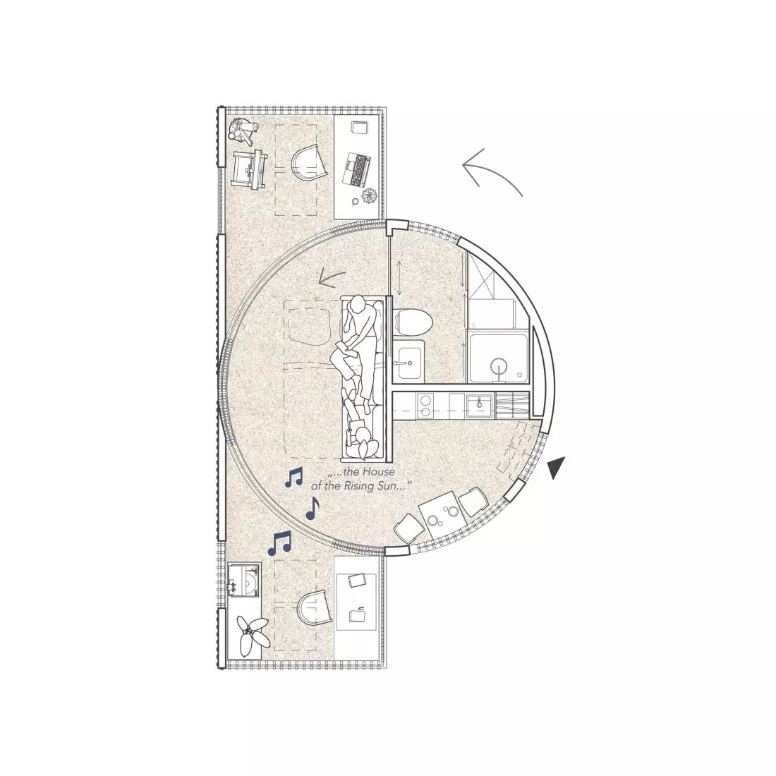  Projekt Circadian Home, rzut,
rozsunięcie modułów