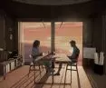 Circadian Home project, interior during sunset