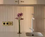white vertical tiles in the kitchen