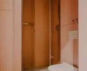 gold and pink bathroom interior