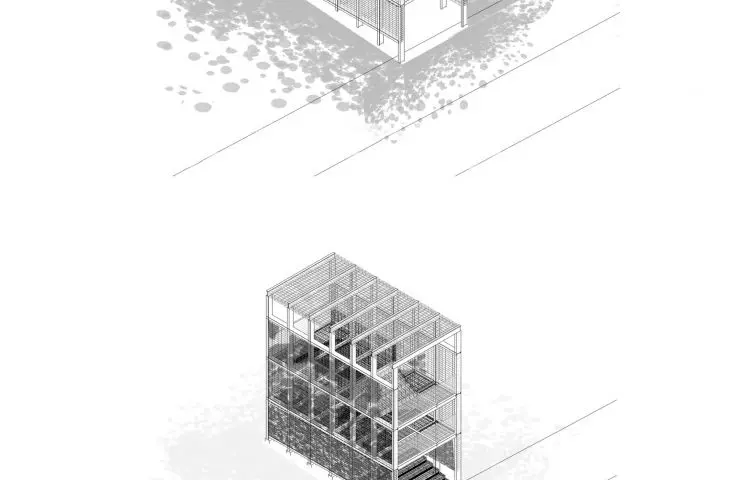 Projekt Lookout Tower, aksonometria