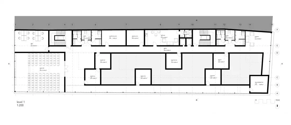  Projekt muzeum
sensorycznego w Poznaniu, rzut 1. piętra