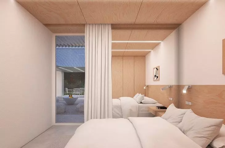 Projekt domu w Tryszczynie, sypialnia z widokiem na atrium