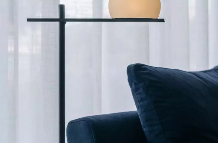 sofa and designer lamp detail
