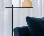 sofa and designer lamp detail