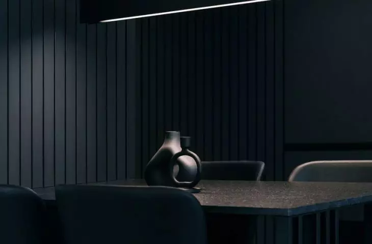 black dining room