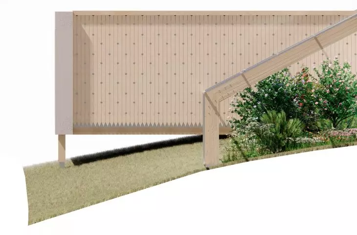 Projekt restauracji i szklarni na Islandii, detal elewacji