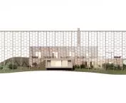 Projekt restauracji i szklarni na Islandii, elewacja południowa