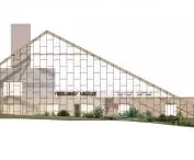 Projekt restauracji i szklarni na Islandii, elewacja zachodnia