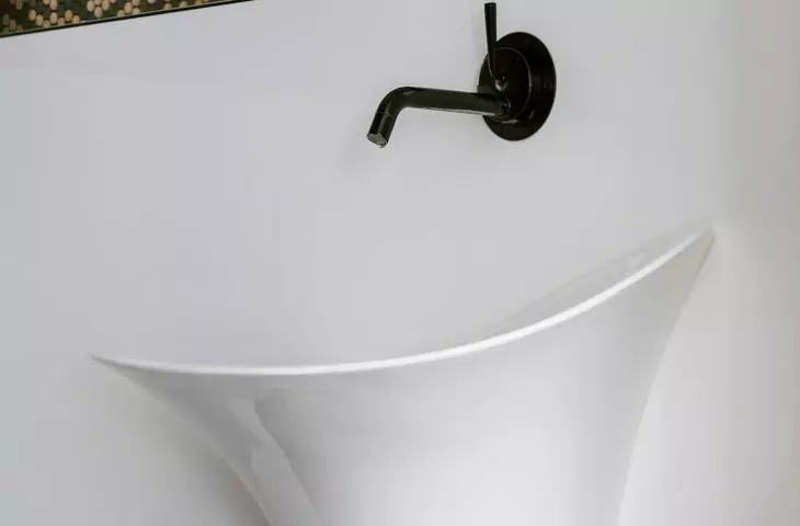 Chalice sink in guest bathroom