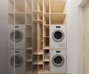 Living area, laundry room