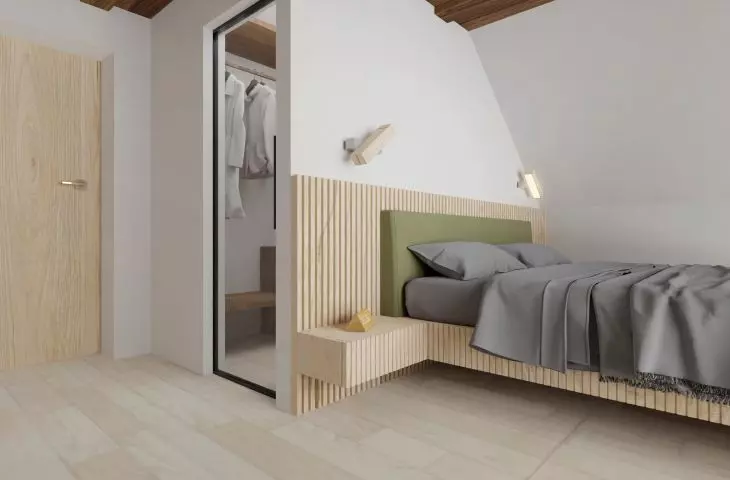Bedroom on the first floor of the apartment
