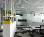 Openwork shelving is an important element that separates space in the office