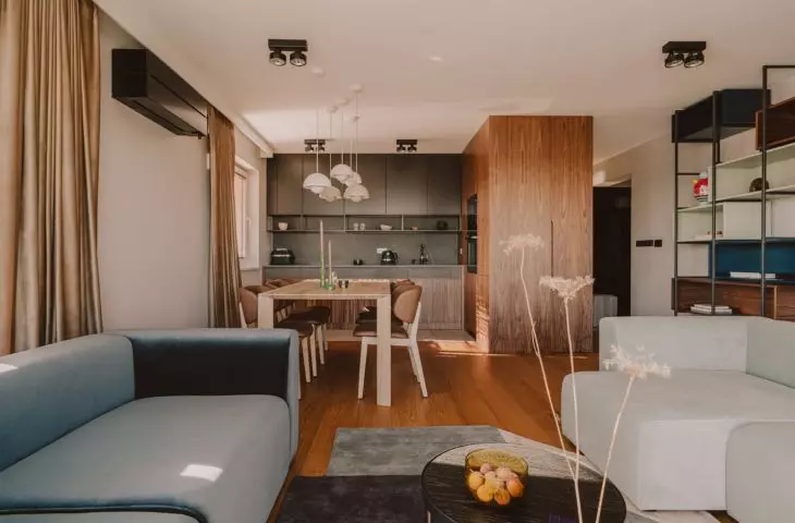 View of the kitchenette from the living room