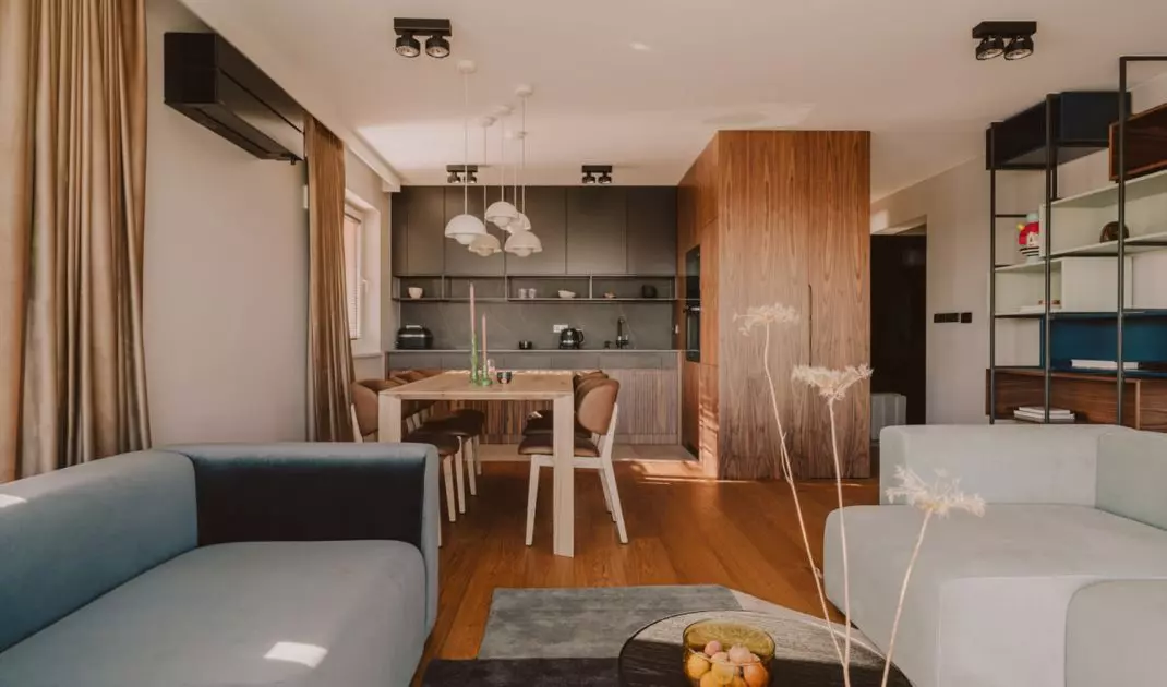 View of the kitchenette from the living room