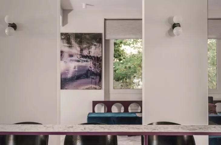 View of the living room from the dining room