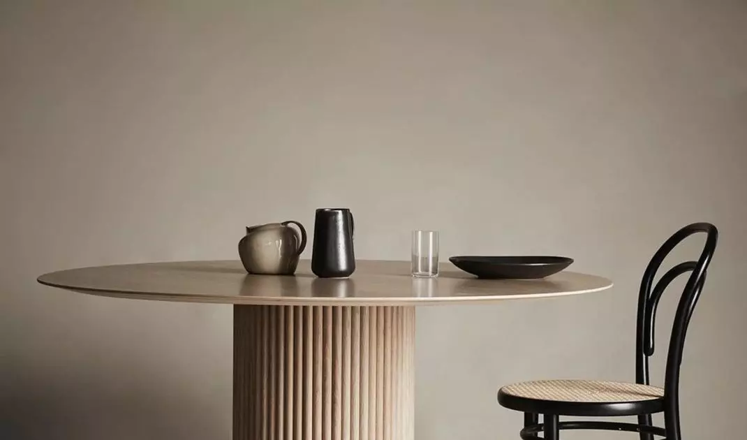 Wooden table on a solid base
