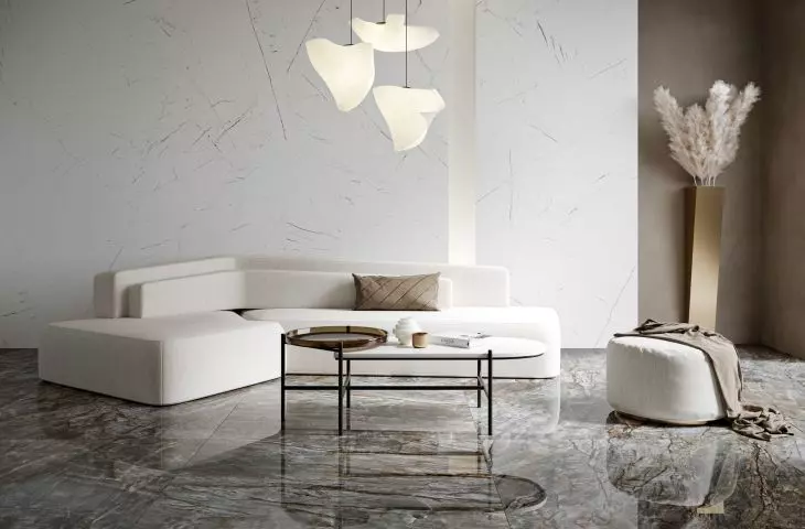 Brazilian Quartzite Black, Thasos Marmo White 