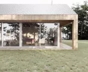 House in the clearing, visualization from the side of the clearing