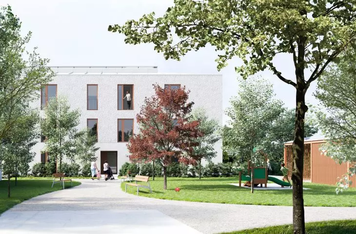 Visualization of the building with squares and playground