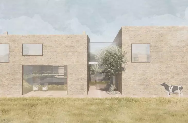 The walls of the buildings are made of stone masonry